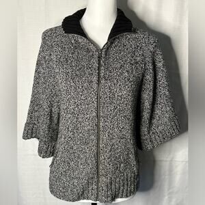 Jones New York Sport Short Sleeve Cardigan Sweater  Black and White Size Small